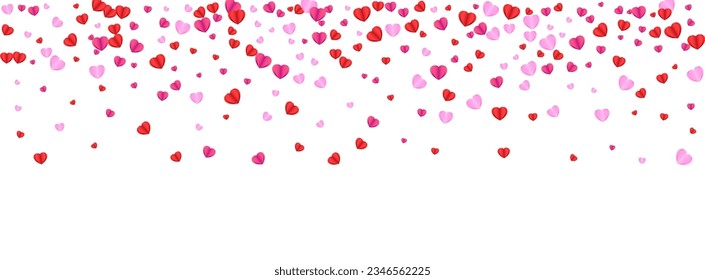 Fond Confetti Background White Vector. Honeymoon Illustration Heart. Tender Rain Pattern. Violet Confetti Color Frame. Pink Random Backdrop.