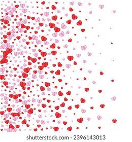 Fond Confetti Background White Vector. Party Backdrop Heart. Violet Paper Frame. Red Confetti Falling Pattern. Tender Blank Illustration.