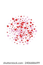 Fond Confetti Background White Vector. Shape Pattern Heart. Tender Fall Backdrop. Violet Heart Amour Illustration. Pink Banner Frame.