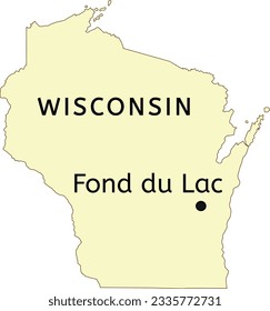 Ubicación de la ciudad de Fond du Lac en el mapa estatal de Wisconsin