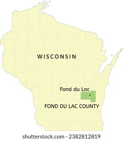 Fond du Lac County and city of Fond du Lac location on Wisconsin state map