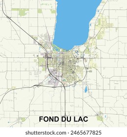 Fond du Lac, Wisconsin, United States map poster art