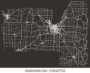 Fond du Lac, Wisconsin, USA – urban city vector map, roads and highways, transportation network, downtown city center with suburbs