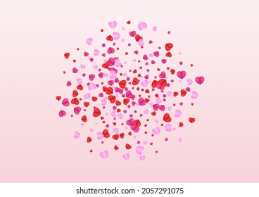 Fond Heart Background Pink Vector. Romance Illustration Confetti. Tender Sweetheart Backdrop. Lilac Heart Color Frame. Violet Falling Texture.