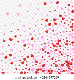 Fond Heart Background Transparent Vector. Element Pattern Confetti. Pink Romance Backdrop. Tender Confetti Bright Frame. Red Gift Texture.