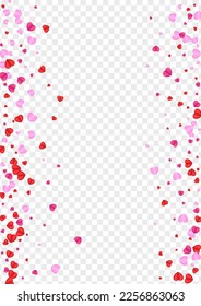 Fond Heart Background Transparent Vector. Anniversary Backdrop Confetti. Pink Rain Texture. Tender Confetti Valentine Illustration. Violet Present Pattern.