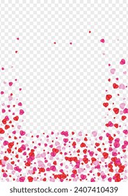 Fond Heart Background Transparent Vector. Happy Pattern Confetti. Tender Decor Illustration. Violet Heart Bright Texture. Red Mother Frame.
