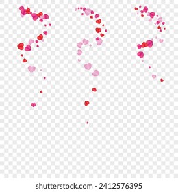Fond Heart Background Transparent Vector. Paper Pattern Confetti. Pink Present Backdrop. Red Confetti Design Illustration. Tender Amour Frame.