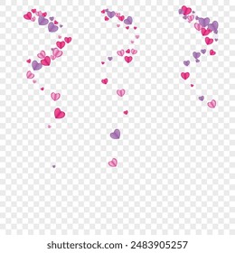 Fond Heart Background Transparent Vector. Color Texture Confetti. Pink Abstract Pattern. Tender Confetti Random Frame. Violet Art Backdrop.