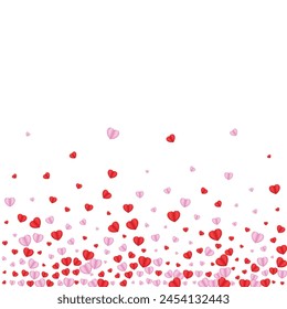 Fond Heart Background White Vector. Happy Pattern Confetti. Pink February Texture. Tender Heart Random Illustration. Violet Element Frame.