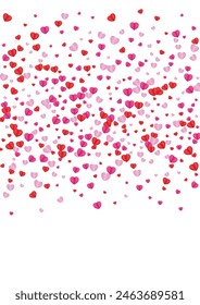 Fond Heart Background White Vector. Valentine Texture Confetti. Violet Present Pattern. Red Heart Fall Frame. Tender Elegant Illustration.