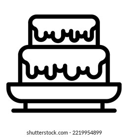 Fondue cake icon outline vector. Bread cooking. Meat cook