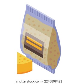 Fondue cheese pack icon isometric vector. Food fork. Cooking pot