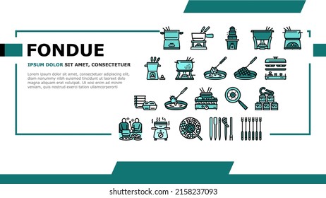 Fondue Cooking Delicious Meal Landing Web Page Header Banner Template Vector. Cheese And Chocolate Tasty Dish Prepared In Warmer Kitchen Appliance Electronic Equipment. Preparing Illustration