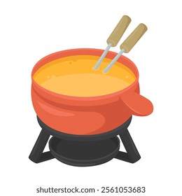 Fondue Emoji Icon Illustration. Swiss Dish Vector Symbol Emoticon Design Doodle Vector.