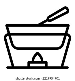 Fondue fire icon outline vector. Cheese food. Cooking dish