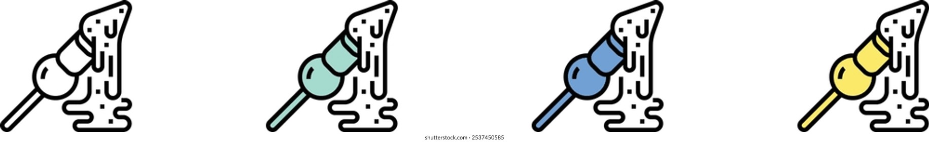 fondue icon. Outline, Green, Blue and Yellow Style Design Isolated On White Background