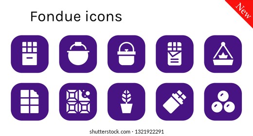 fondue icon set. 10 filled fondue icons.  Simple modern icons about  - Chocolate, Pot, Chocolates