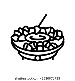 fondue party winter line icon vector. fondue party winter sign. isolated contour symbol black illustration