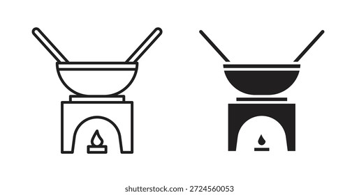 Fondue-Pot-Icon im Doodle- und Strichstil.