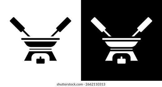 Icono de olla de fondue en conjunto de Vector sólido negro plano