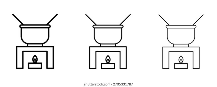 Fondue pot icon linear style sign for mobile concept and web design.