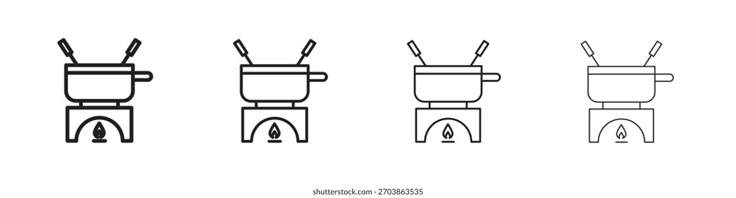 Ícone de vetor de pote de fondue ícone de vetor linear em um estilo editável.