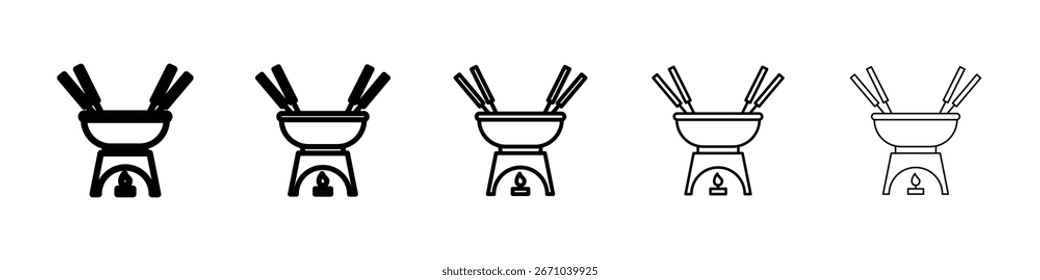 Fondue Topf Symbol Logo in Strichlinien Sammlung