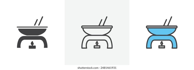 Fondue pot icon symbol collection on white background.