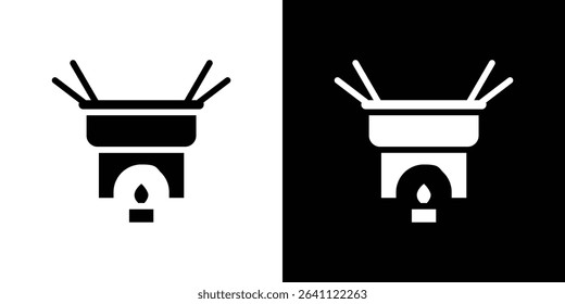 Fondue pot icon symbols. Vector illustration.