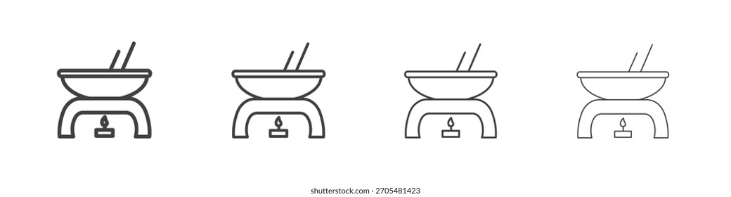 Fondue Topf Symbol Vektorsammlung, Illustration Logo Vorlage in trendigen dünnen Linie editierbare Striche Stil.
