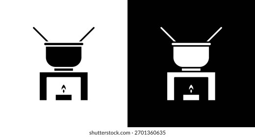 Fondue-Pot-Symbol. Vektorgrafik. Flaches Design.