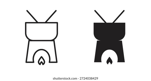 Ícones de potenciômetro de Fondue, Vetor de linha. conjunto de símbolos sólidos