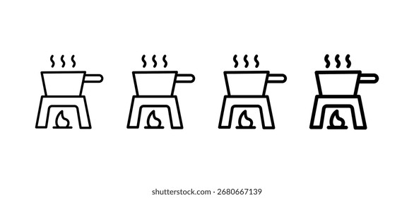 Elemento de icono de línea múltiple de Fondue Pot