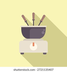 Fondue pot is warming up, ready for a delicious dessert