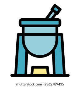 Fondue-Sauce-Symbol-Umriss-Vektorgrafik. Käsefutter. Melt-Kochfarbe