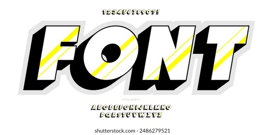 Font 3d bold black white color style