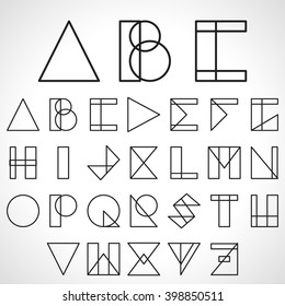 Font, ABC, alphabet in geometric style, logo on white background. Vector. Font, ABC, alphabet set. Font, ABC, alphabet image. Font, ABC, alphabet vector.