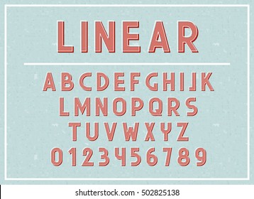 Font and abc letters print typography vector Illustration. Retro type font, vintage alphabet. Font english lowercase letters