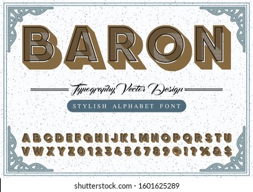 font Abstract vector.modern alphabet and  fonts. happy Typography creative font design old style