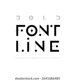 Font alphabet, bold letters from A to Z and numbers from 0 to 9, made bold line and circle dot vector illustration 10EPS.