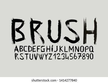 Font alphabet brush stroke paint effect in vector format