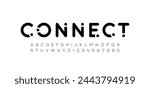 Font alphabet creative modern with black dots, letters A, B, C, D, E, F, G, H, I, J, K, L, M, N, O, P, Q, R, S, T, U, V, W, X, Y, Z and numerals 0, 1, 2, 3, 4, 5, 6, 7, 8, 9, vector illustration 10EPS