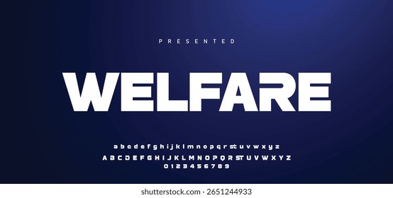 Alfabeto de fonte moderno criativo com pontos pretos, letras A, B, C, D, E, F, G, H, I, J, K, L, M, N, O, P, Q, R, S, T, V, W, X, Y, Z e algarismos 0, 1, 2, 3, 4, 5, 6, 7, 8, 9, ilustração vetorial 10EPS
