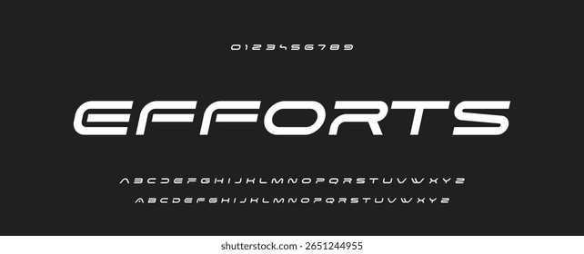 Alfabeto de fonte moderno criativo com pontos pretos, letras A, B, C, D, E, F, G, H, I, J, K, L, M, N, O, P, Q, R, S, T, V, W, X, Y, Z e algarismos 0, 1, 2, 3, 4, 5, 6, 7, 8, 9, ilustração vetorial 10EPS
