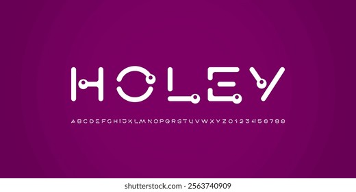 Font alphabet with dots, letters A, B, C, D, E, F, G, H, I, J, K, L, M, N, O, P, Q, R, S, T, U, V, W, X, Y, Z and numerals 0, 1, 2, 3, 4, 5, 6, 7, 8, 9, vector illustration 10EPS.