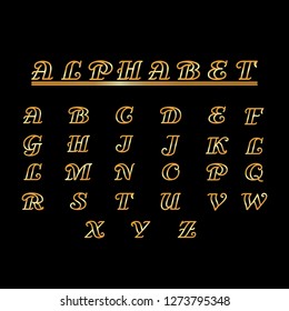 Font alphabet gold