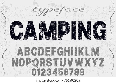 Font alphabet handcrafted vector script  design,handwritten name camping