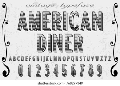 Font Alphabet Handcrafted Vector Script  Design,handwritten Named American Diner And Label Design