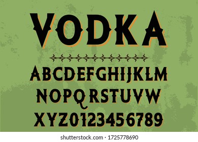 alphabet de police, typographie de caractères, vecteur de caractères, lettres et chiffres, arrière-plan de style noir et vert